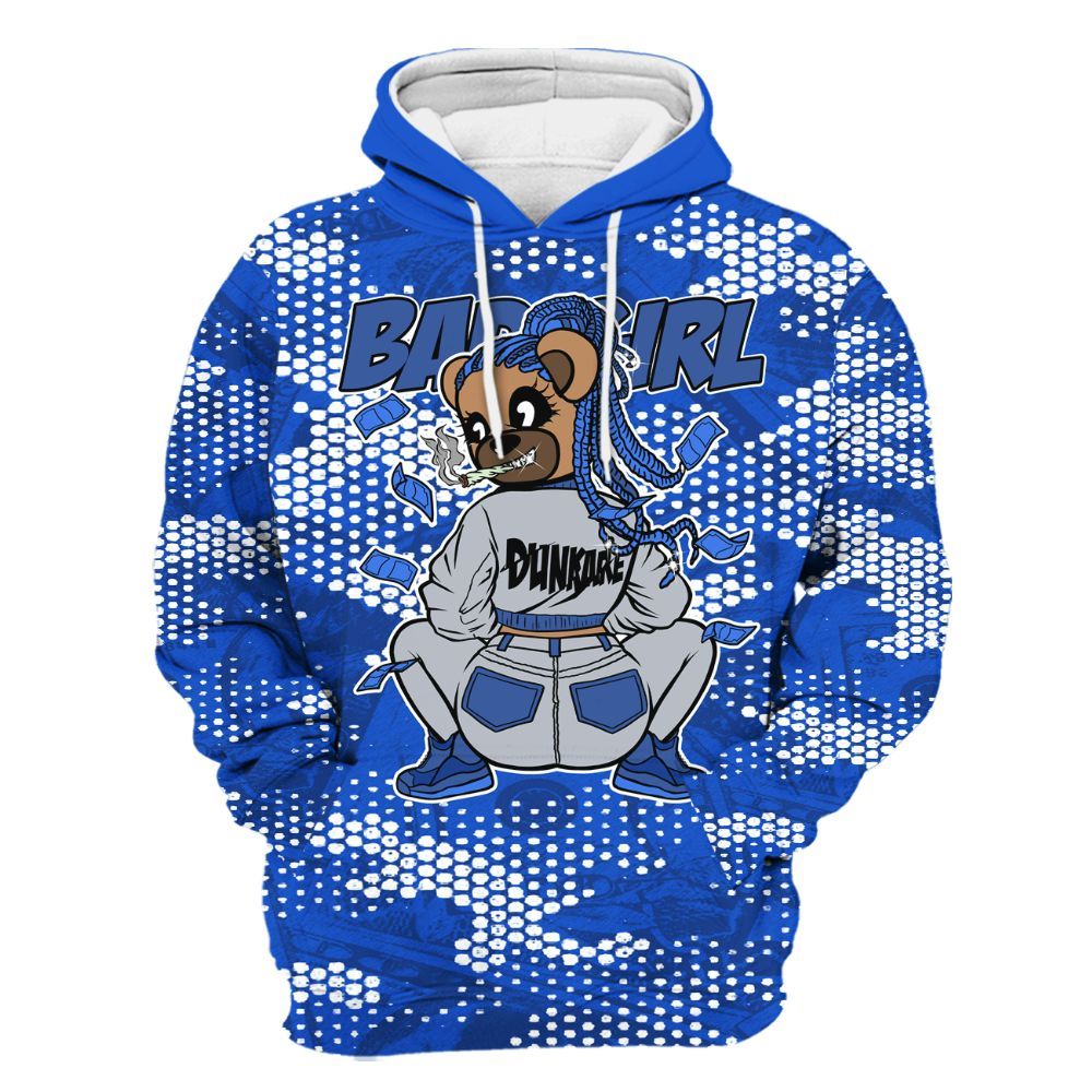 Hoodie To Match Air Foamposite One Royal - Rebellious Girl Bear Banknotes Art All Over Print