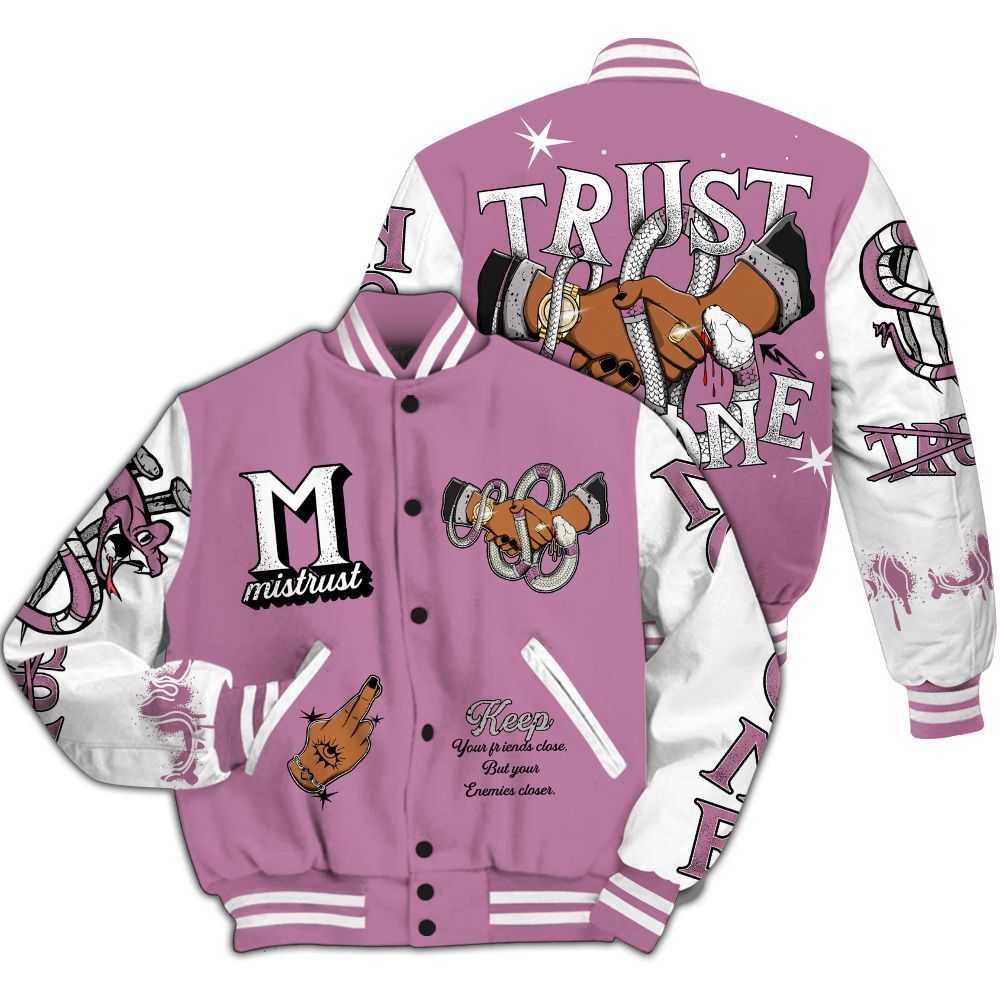 Varsity Jacket To Match Neutral Grey Black White Orchid 4s - Trust No One Snake-Bite Street Style All Over Print