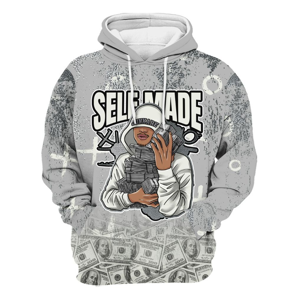 Hoodie To Match Cement Grey Silver 3s - Selfmade Unique Grunge All Over Print