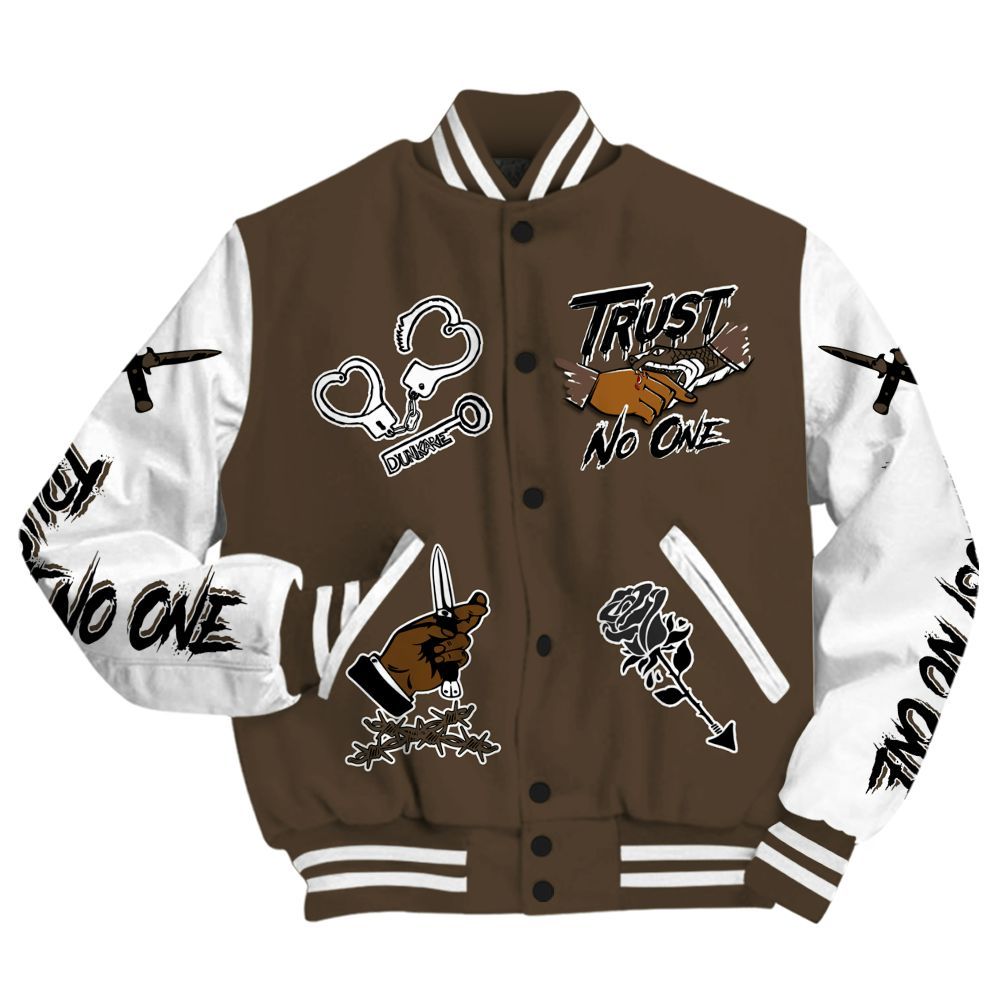 Varsity Jacket To Match Palomino 1s - Trust No One Dripping All Over Print