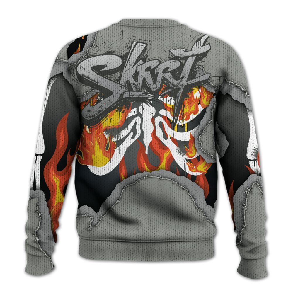 Knitted Sweater To Match Paris Olympics 4s - Skeleton On Fire Skrrt