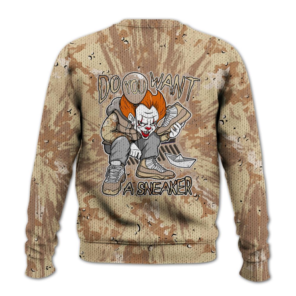 Knitted Sweater To Match Desert Camo 3s - Clown Scary Sneakers Graphic Halloween