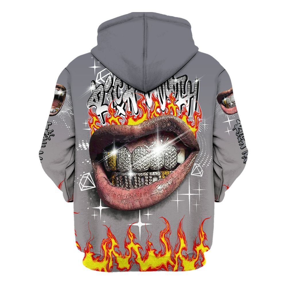 Hoodie To Match Cool Grey 11s - Rich Mouth Fire Rap Retro 90s All Over Print