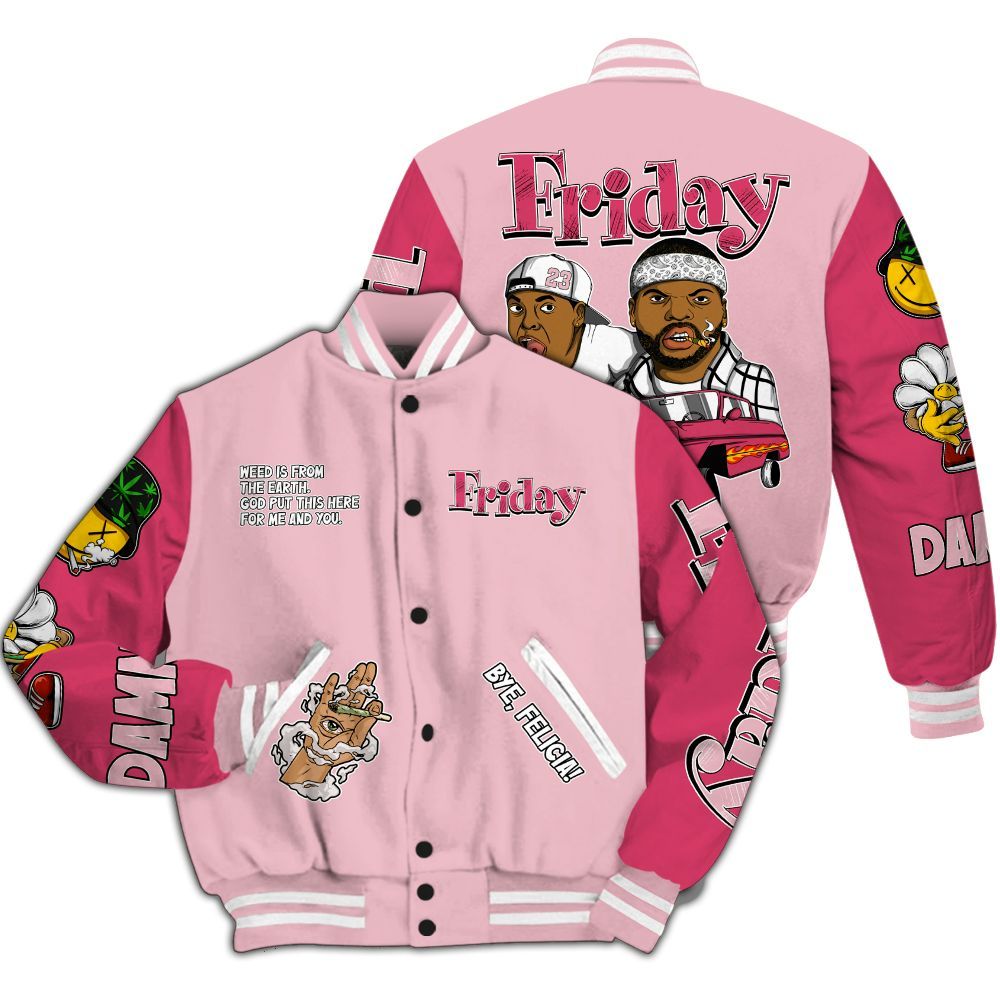 Varsity Jacket To Match Low OG Tropical Pink 1s - Friday Sneaker Stress Style All Over Print