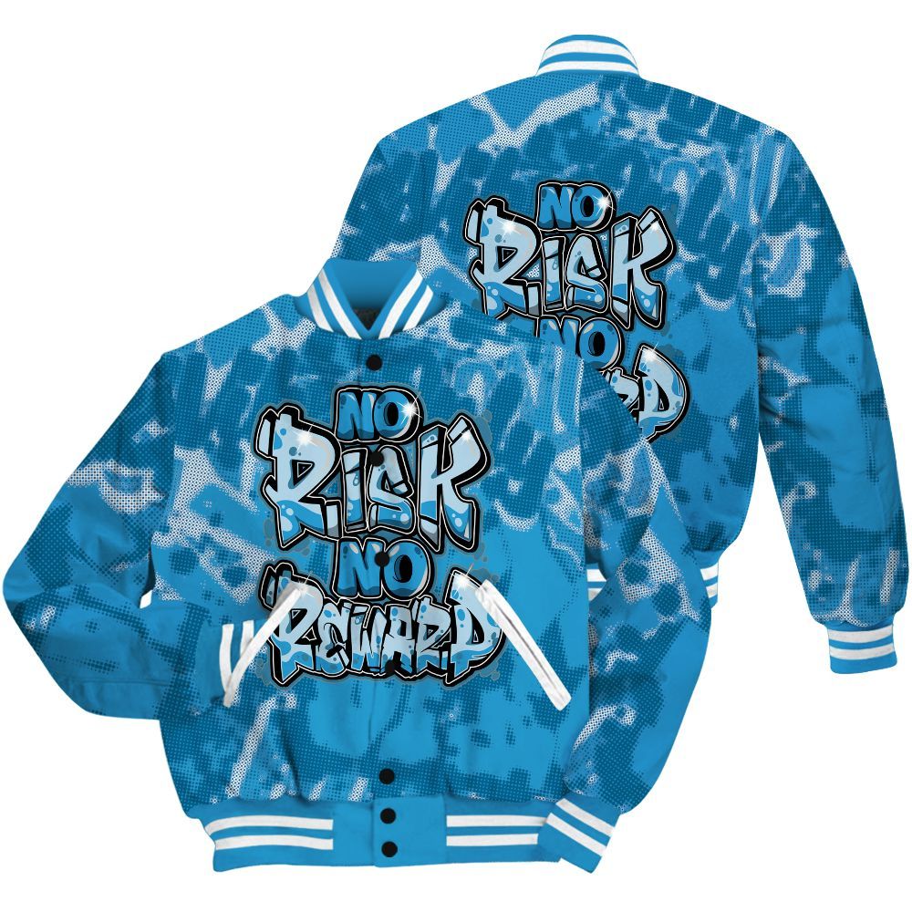 Varsity Jacket To Match Powder Blue 9s Shirt - No Risks No Reward Street All Over Print