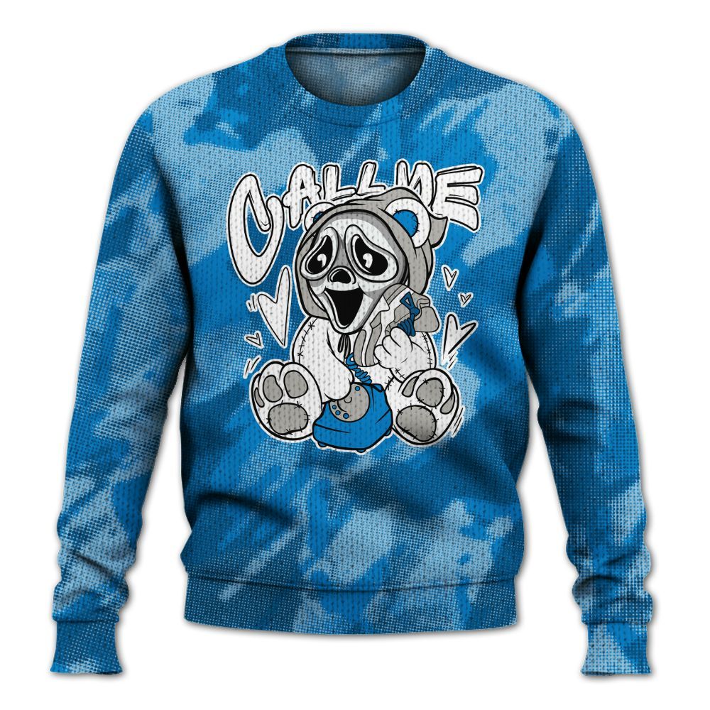 Knitted Sweater To Match Military Blue 4s - Call Me Bear Abstract Halftone