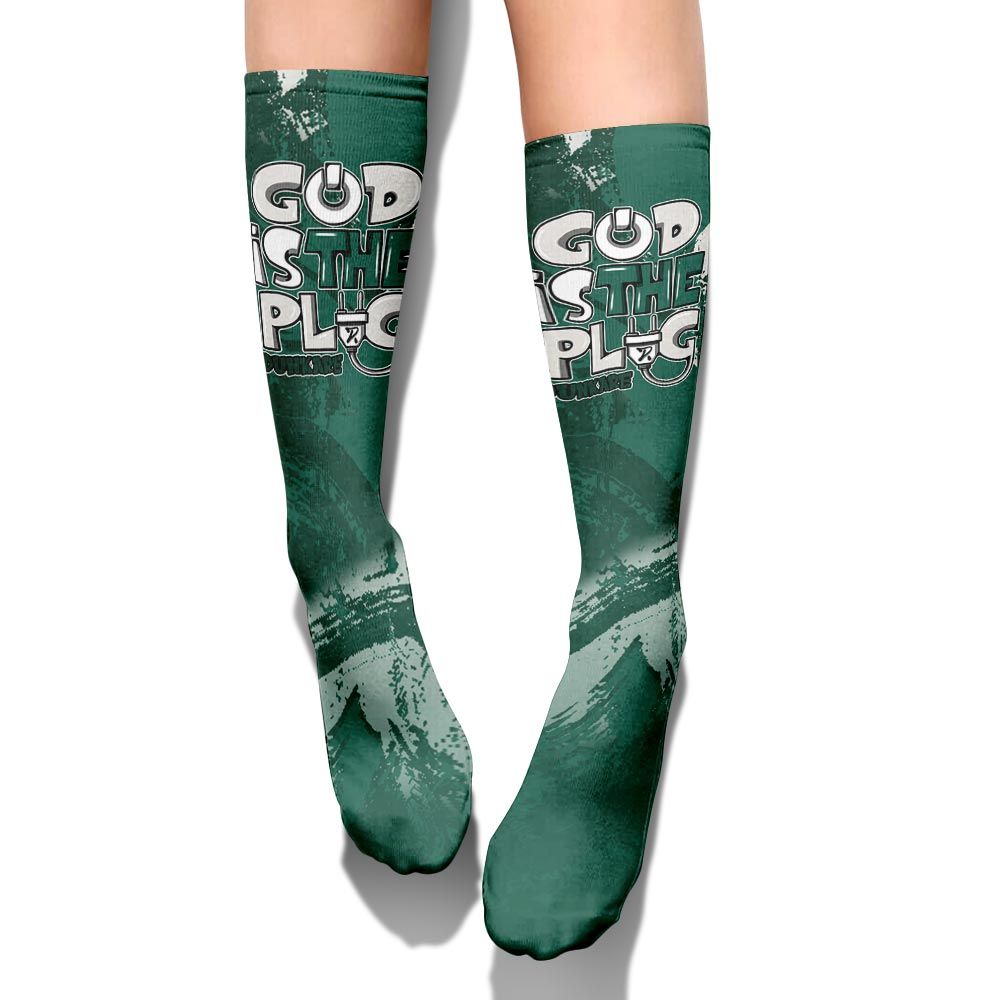 Sock To Match Oxidized Green 4s - God Is The Power Cord Circle Splash