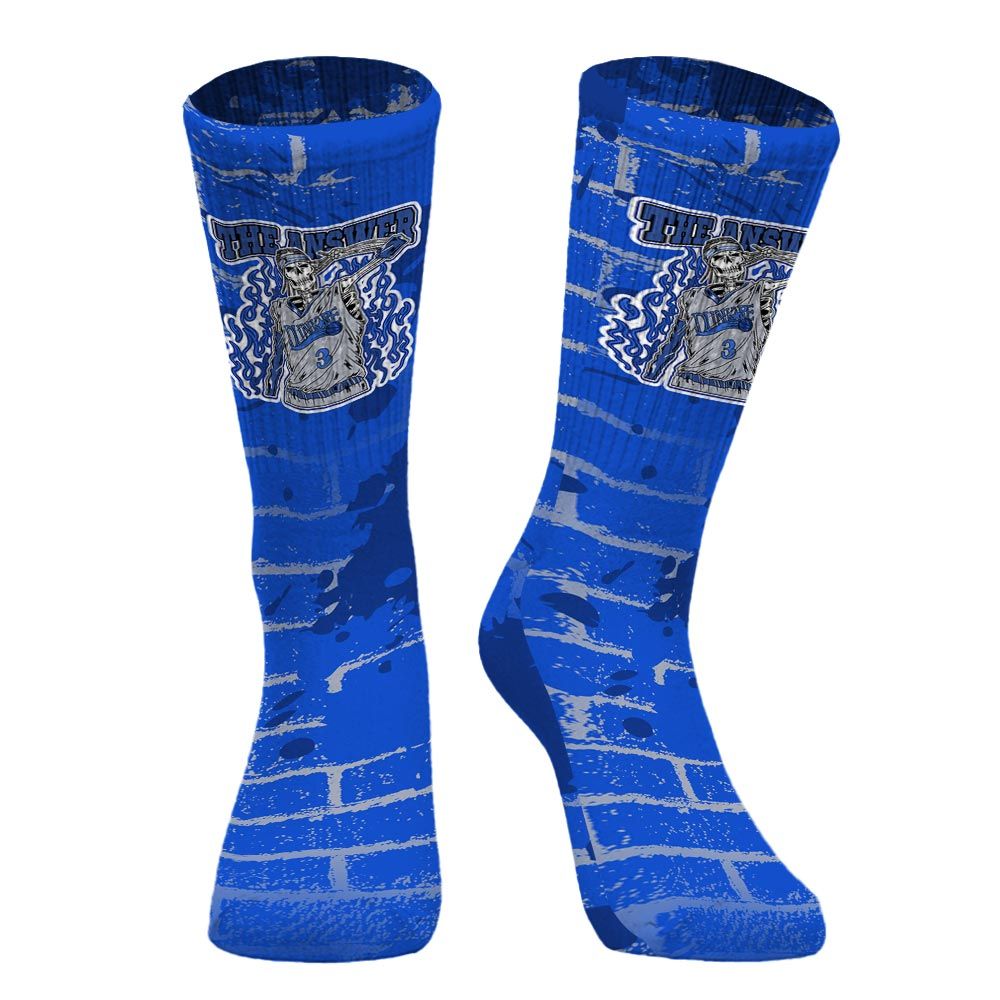 Sock To Match Air Foamposite One Royal - Allen Answer Skeleton Brick