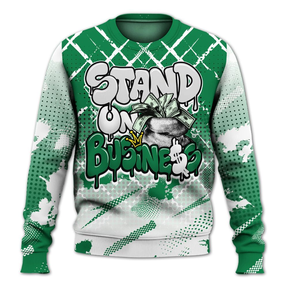 Sweatshirt To Match Pine Green 13s - Halftone Stand Business Dripping All Over Print