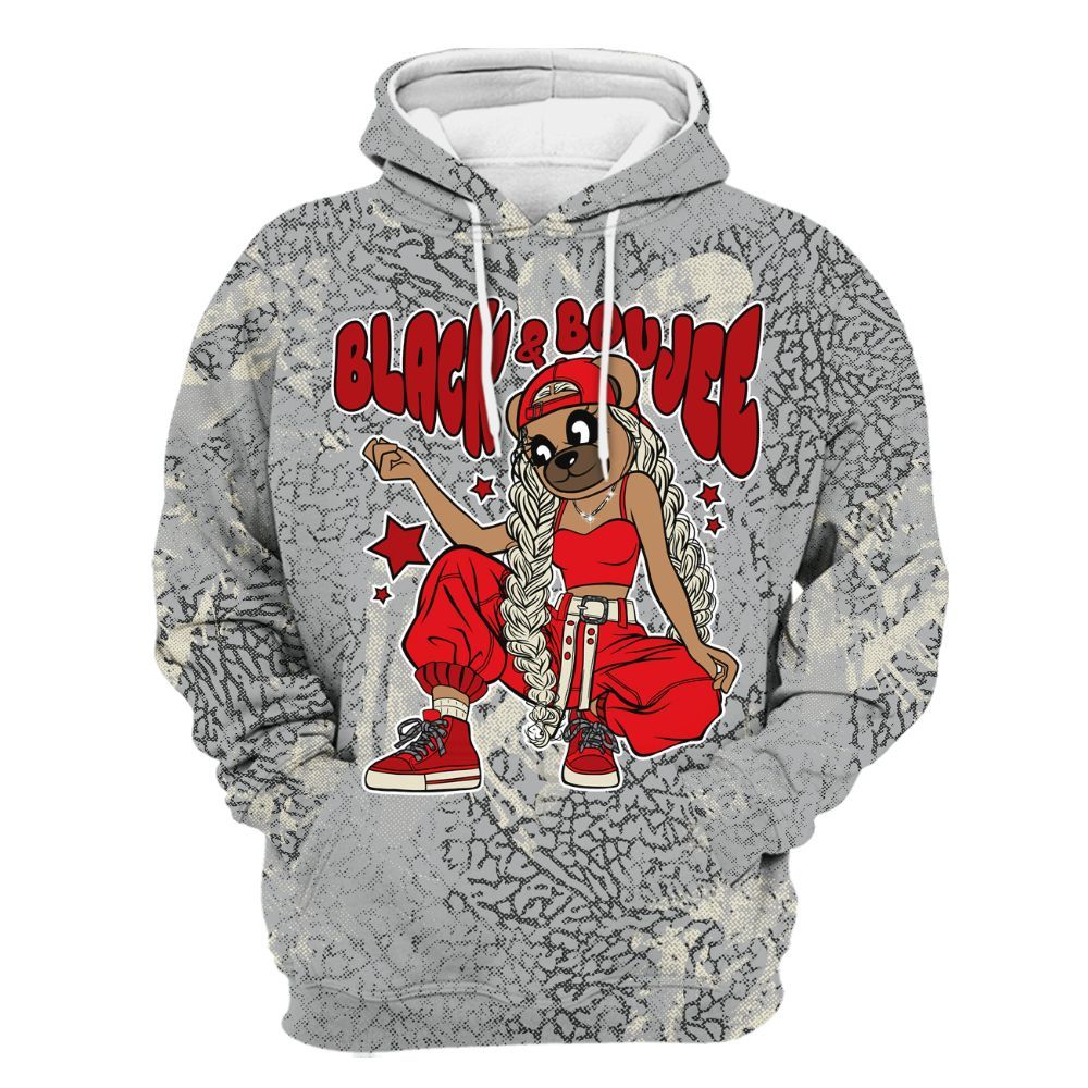 Hoodie To Match Cement Grey 3s - Boujee Girls Bear Heart Grunge All Over Print