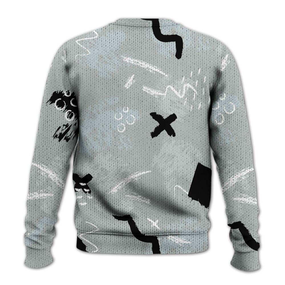 Knitted Sweater To Match Black Wolf Grey 12s - Hustle Grind Pray Graphic Street Style