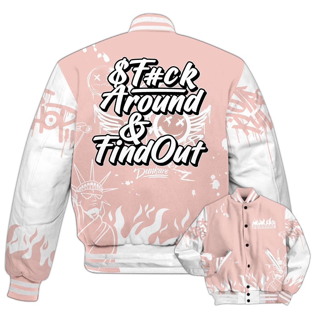 Varsity Jacket To Match Low Legend Pink 11s - Graphic Fck Around Find Out Varsity Jacket Outfit