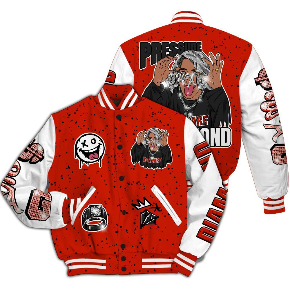 Varsity Jacket To Match Red Cement 4s - Pressures Makes Varsity Jacket To Match All Over Print