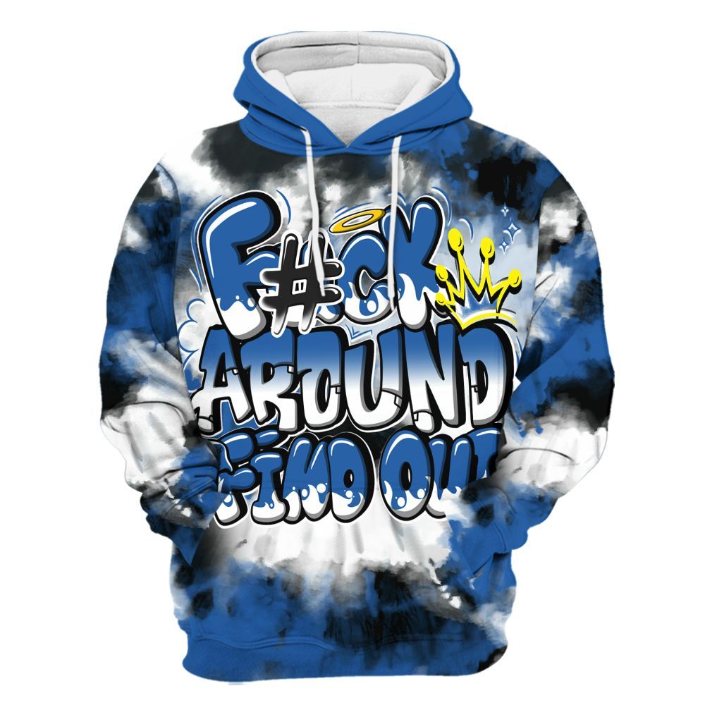 Hoodie To Match Brave Blue 13s - Tie Dye FK Around Find Out All Over Print