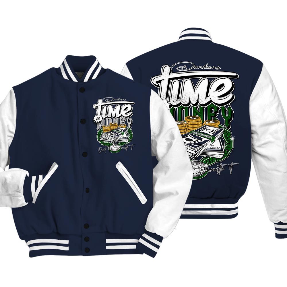 Varsity Jacket To Match Midnight Navy 13s - Time Is Money Varsity Jacket Outfit 1305 HDT