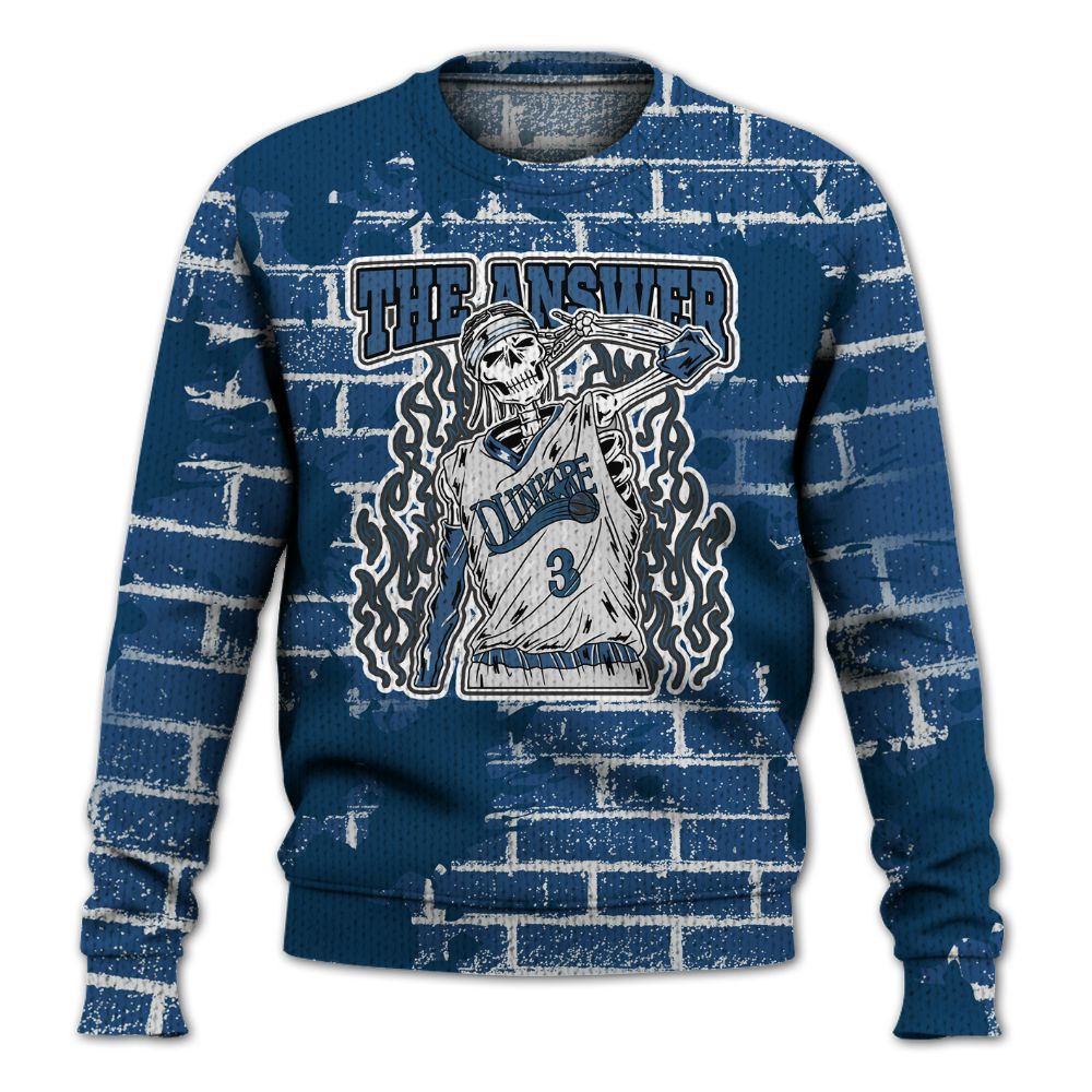 Knitted Sweater To Match High OG Midnight Navy 1s - Allen Answer Skeleton Brick