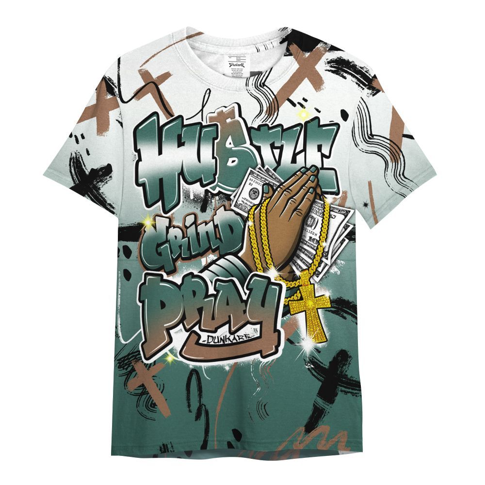 Shirt To Match Low OG Oxidized Green 1s - Money Hustle Grind Pray All Over Print