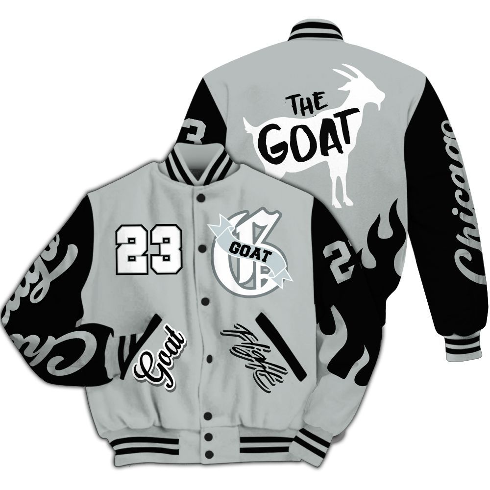 Varsity Jacket To Match Black Wolf Grey 12s - G.O.A.T Flight Streetwear Graphic All Over Print