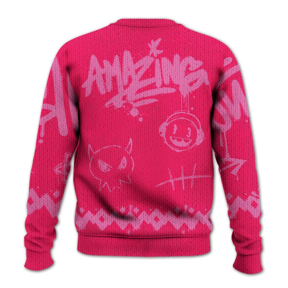 Knitted Sweater To Match Air VaporMax Plus Triple Pink - Friday Sneaker Crayon