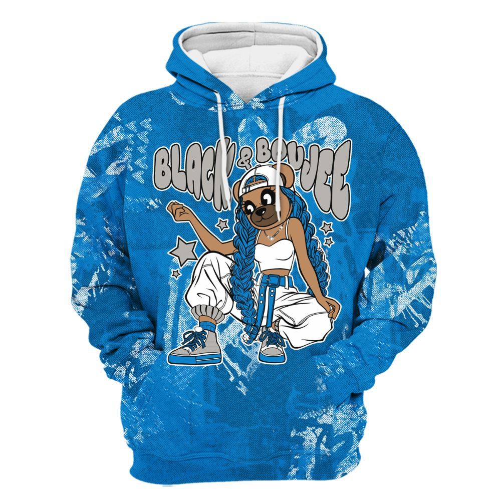 Hoodie To Match Military Blue 4s - Boujee Girls Bear Heart Grunge All Over Print