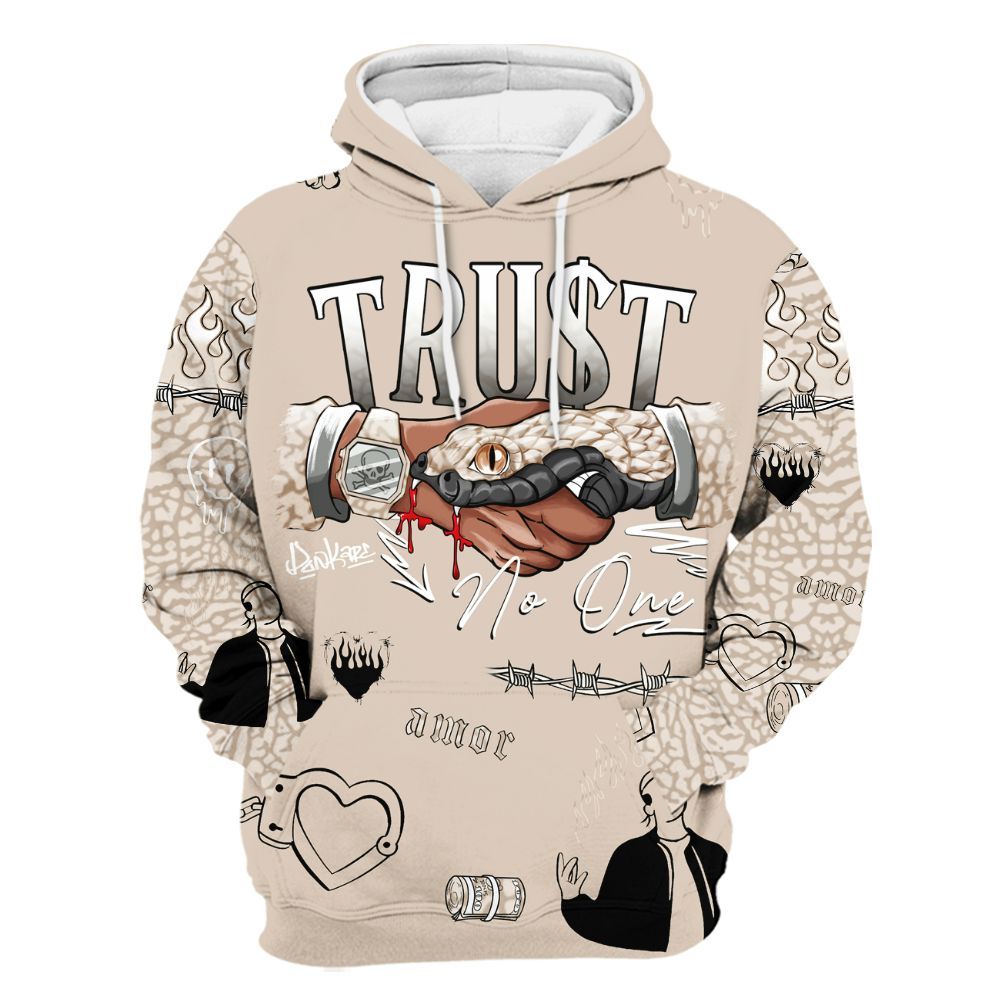 Hoodie To Match Desert Sand 3s - Snake Trust No One All Over Print