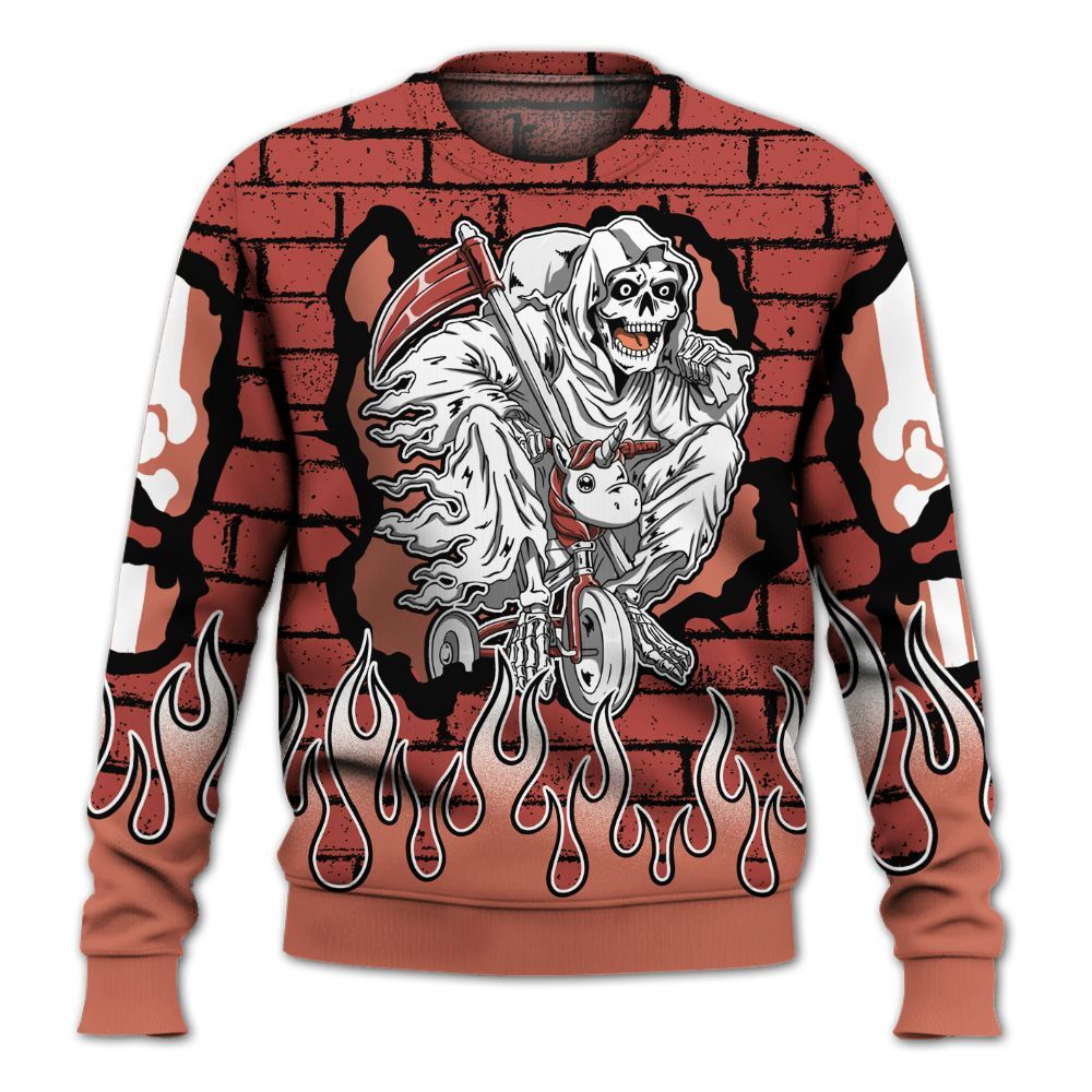 Sweatshirt To Match Dune Red 13s - Self Make Skeleton Crashed All Over Print