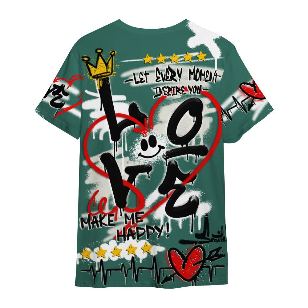 Shirt To Match RM Oxidized Green 4s - Happy Love Beats Graffiti Streetwear All Over Print