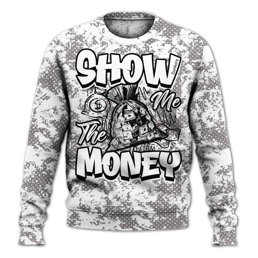 Sweatshirt To Match Cool Grey 11s - Show Me The Money Retro All Over Print