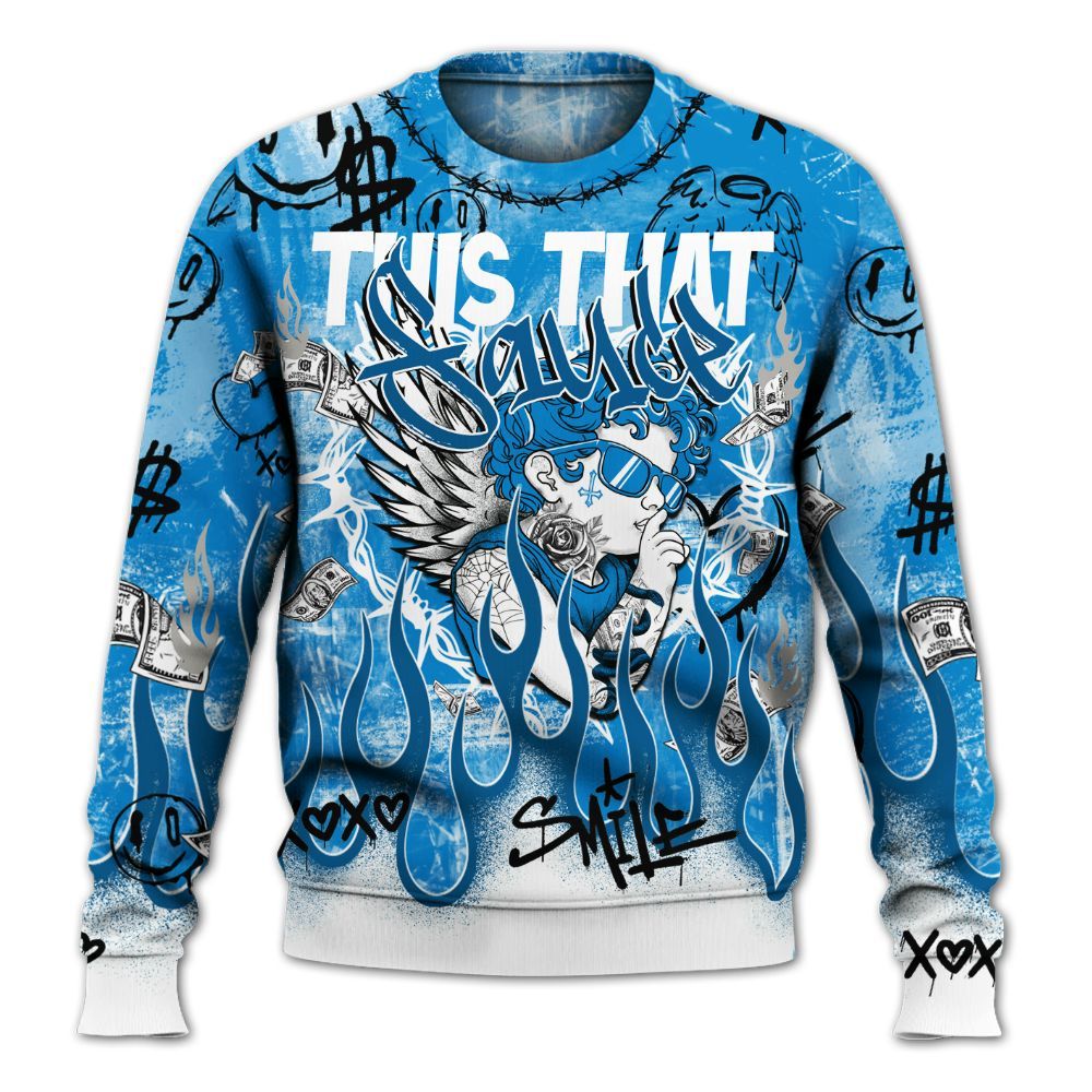Sweatshirt To Match Industrial Blue 4s - This That Sauce Angel Military Blue 4s All Over Print