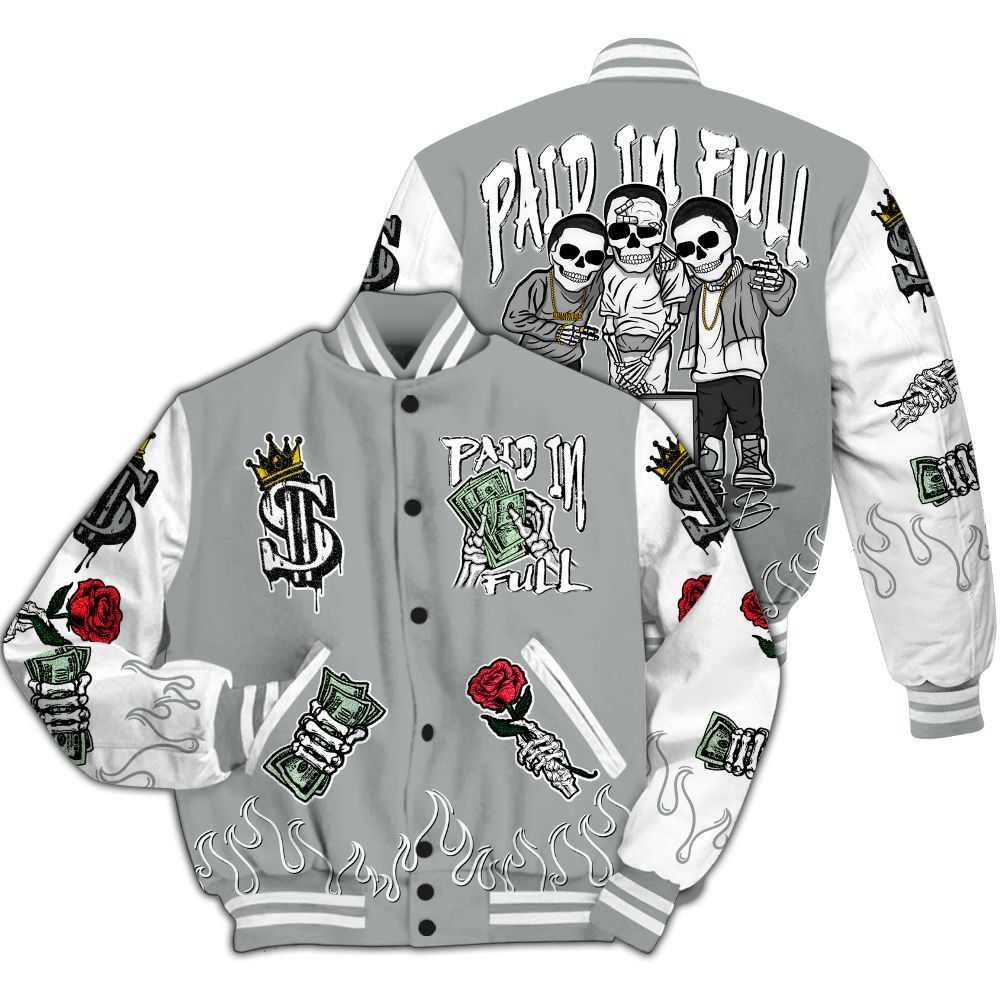 Varsity Jacket To Match Dunk Low White Light Smoke Grey - Everybody Paid In All Over Print