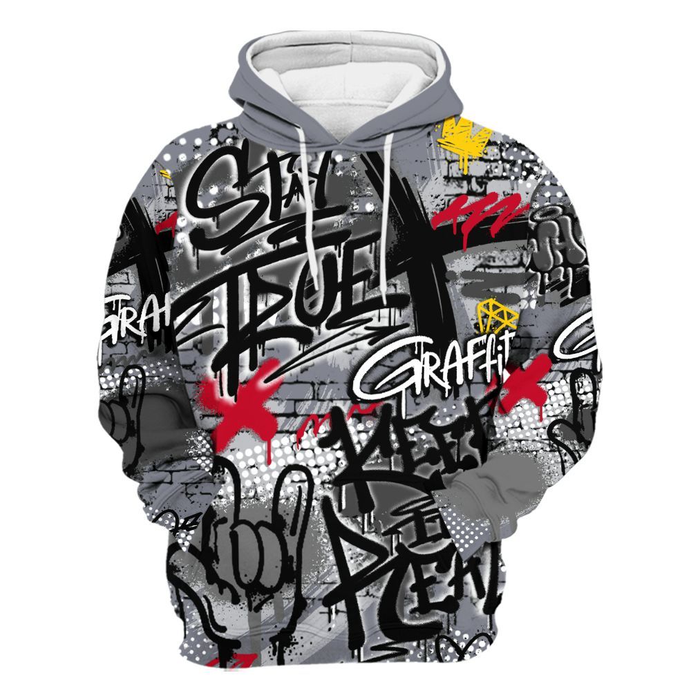 Hoodie To Match Retro Black Flint 13s - True It Real Graffiti Streetwear All Over Print