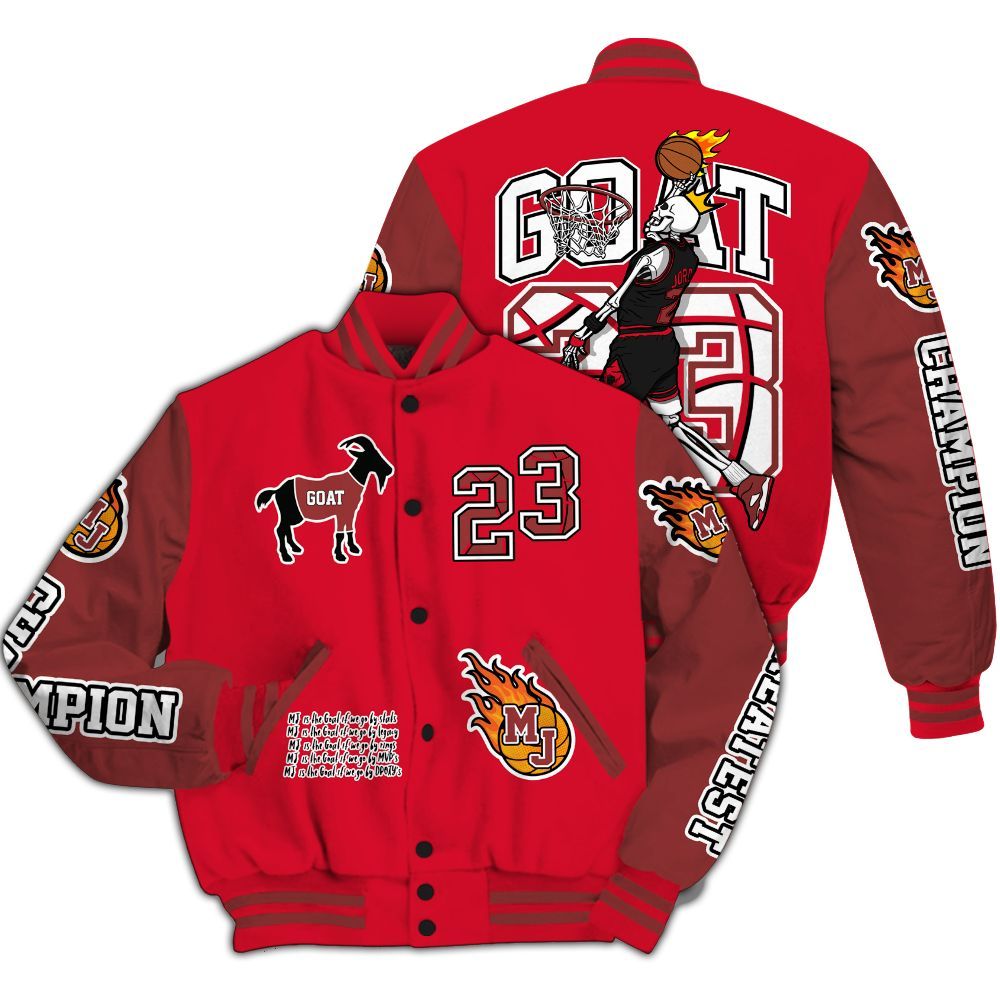 Varsity Jacket To Match Air Max Sunder Gore Tex Fire Red - 23 G.0.A.T Jump Up Basketball All Over Print