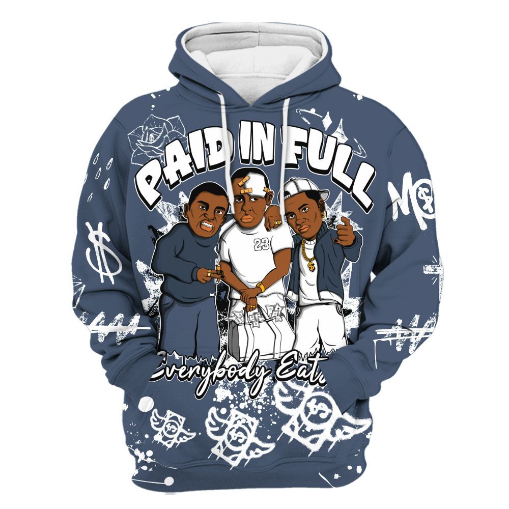Hoodie To Match Low Diffused Blue 11s - Everybody Paid In Full Crayon All Over Print