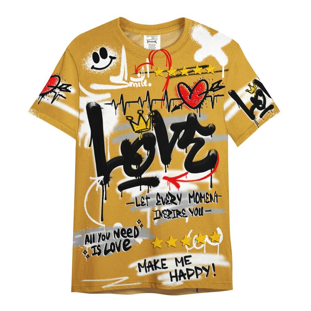 Shirt To Match Dunk Low Wheat Pale Ivory - Happy Love Beats Graffiti Streetwear All Over Print