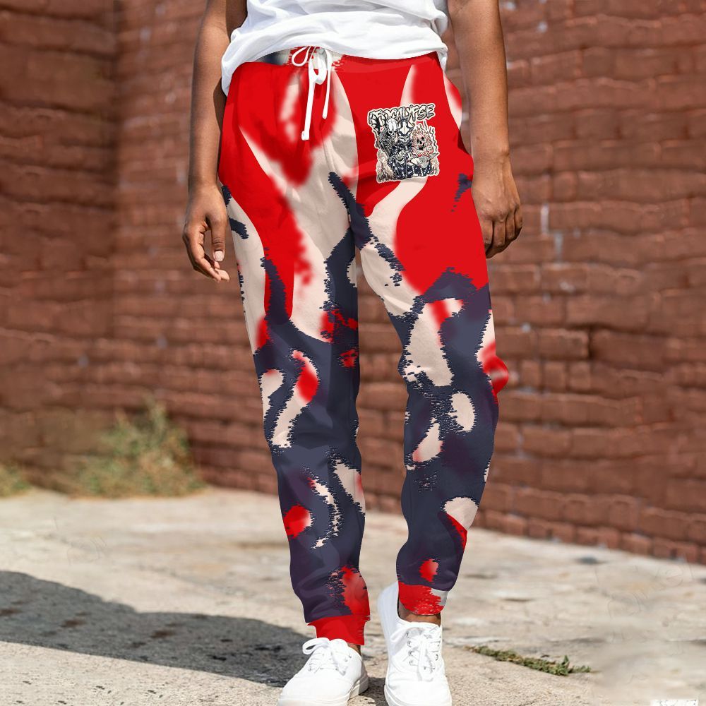 Sweatpant To Match Low OG Howard University 1s - Apocalypse Skeleton Burn All Over Print
