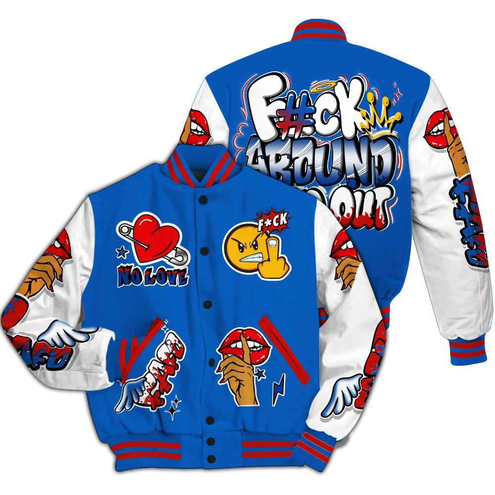 Varsity Jacket To Match Kobe 6 Game Royal - FK Around Find Out All Over Print