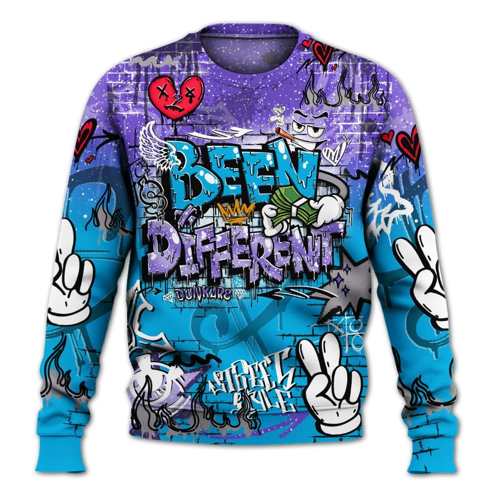 Sweatshirt To Match Retro Aqua 8s - Been Dif2erent Drip Graffiti All Over Print