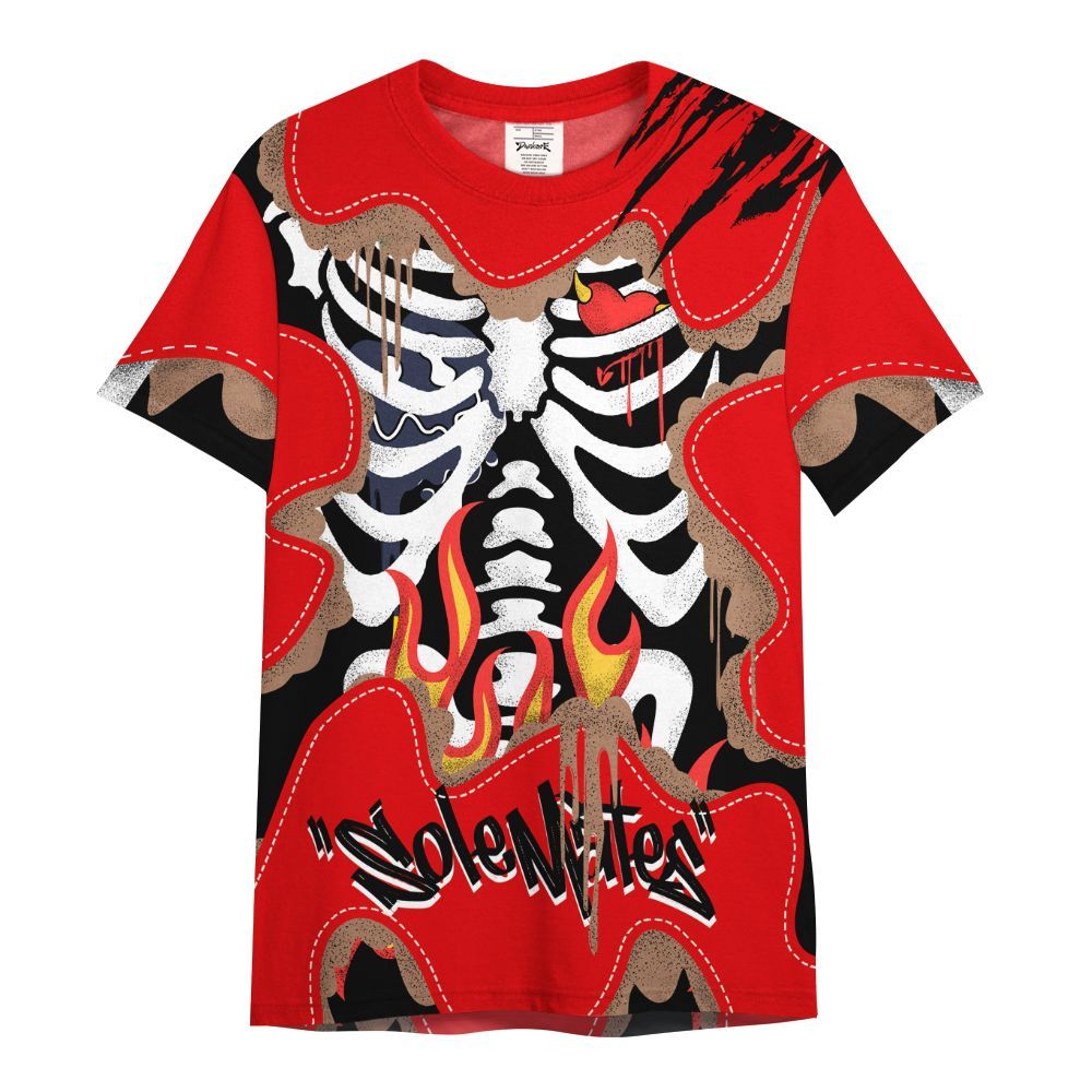Shirt To Match Low OG Howard University 1s - Skeleton Burning Heart Drip All Over Print