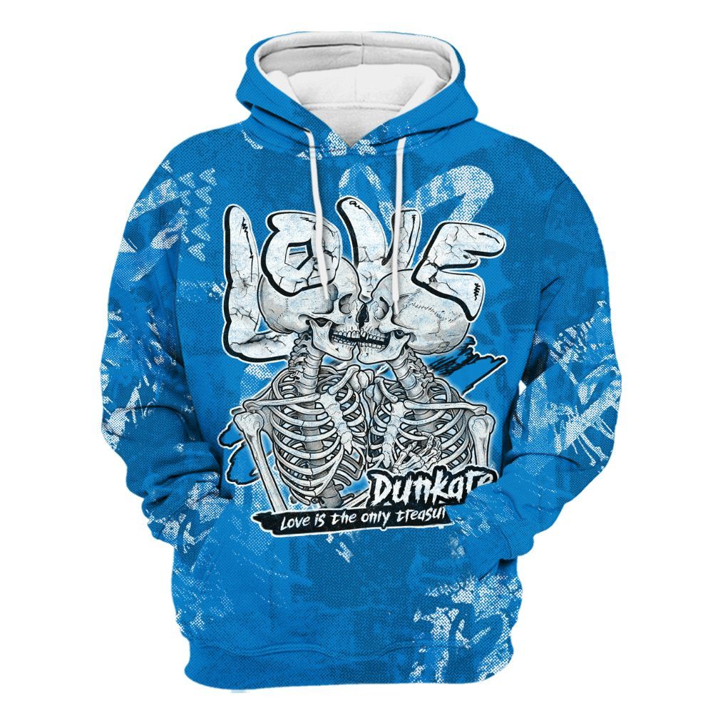 Hoodie To Match Industrial Blue 4s - Skull Love All Over Print