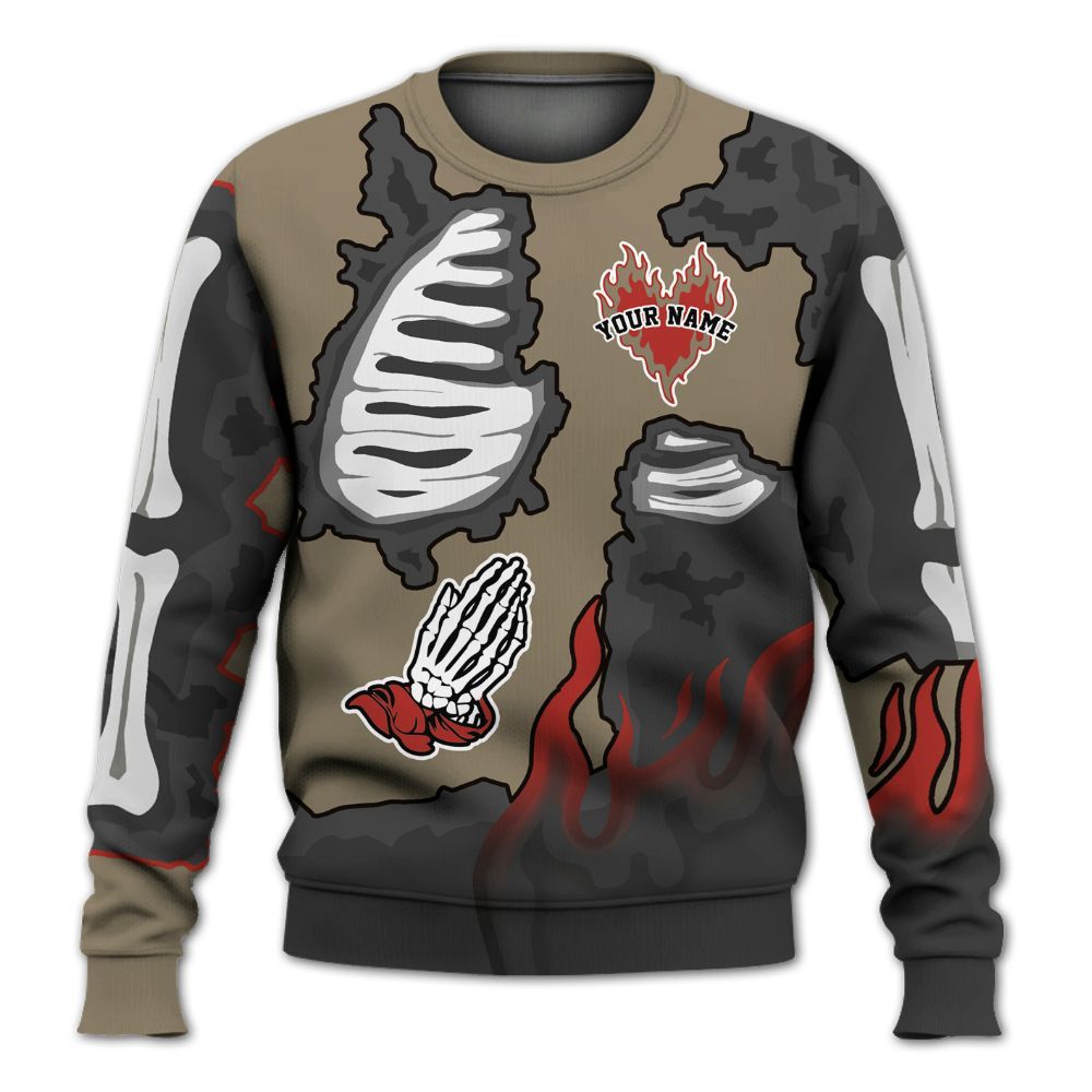 Sweatshirt To Match Olive 9s - Dislike Us Graphic Burning Custom Name All Over Print