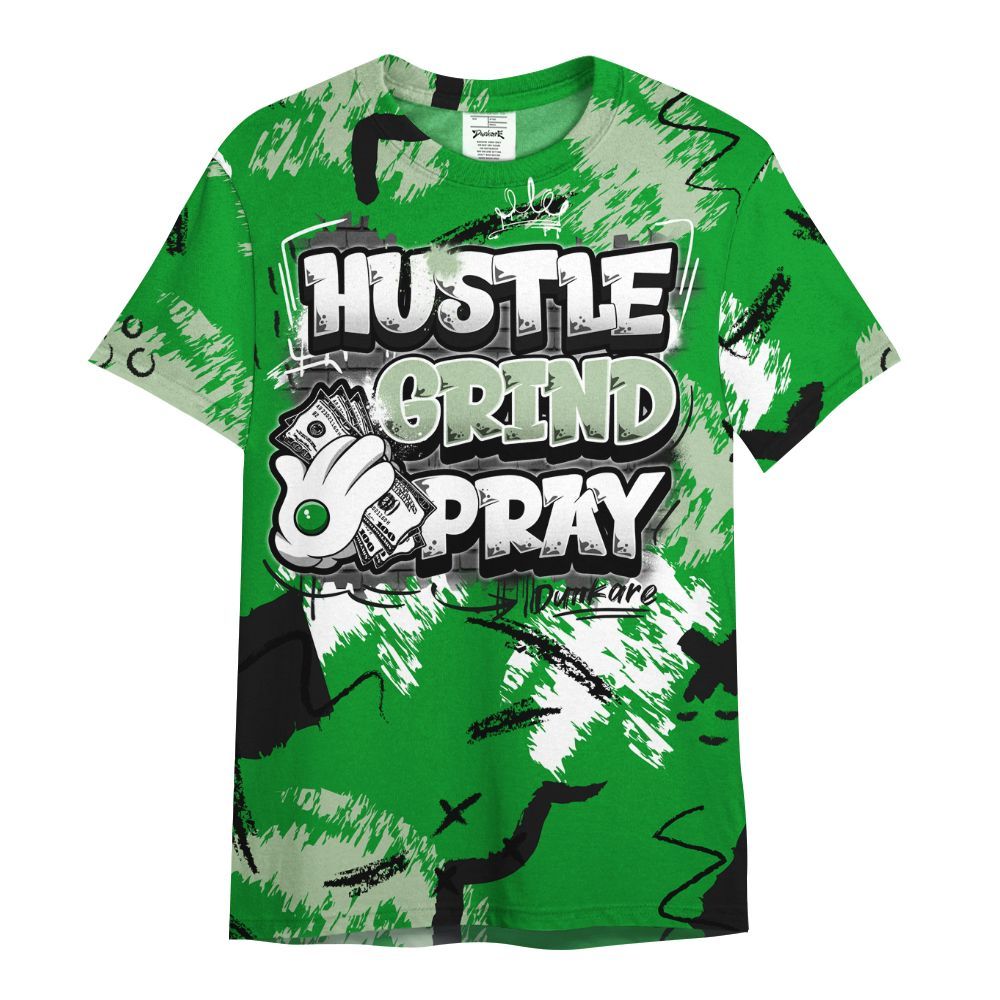 Shirt To Match Green Spark CJ1 T-Rex - Hustle Grind Pray Graphic Street Style All Over Print