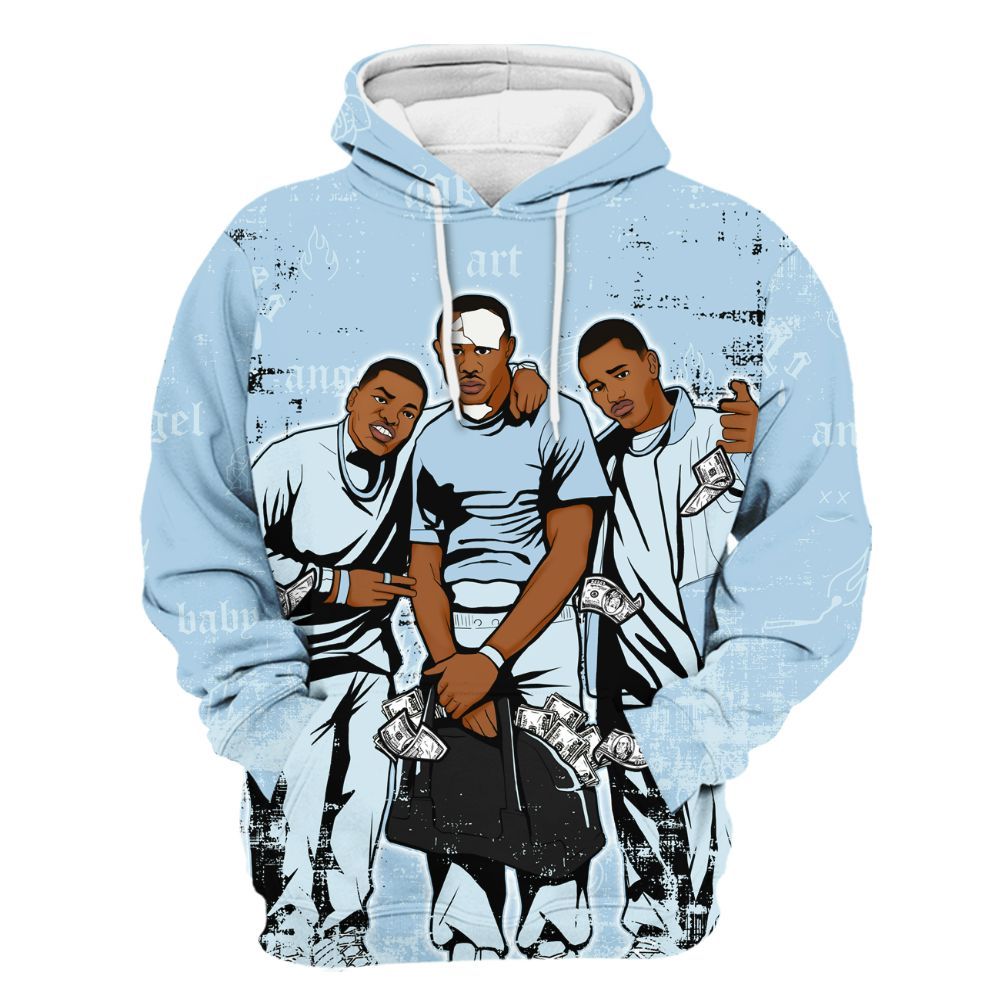 Hoodie To Match Foamposite One Psychic Blue - Paid In Full Money All Over Print