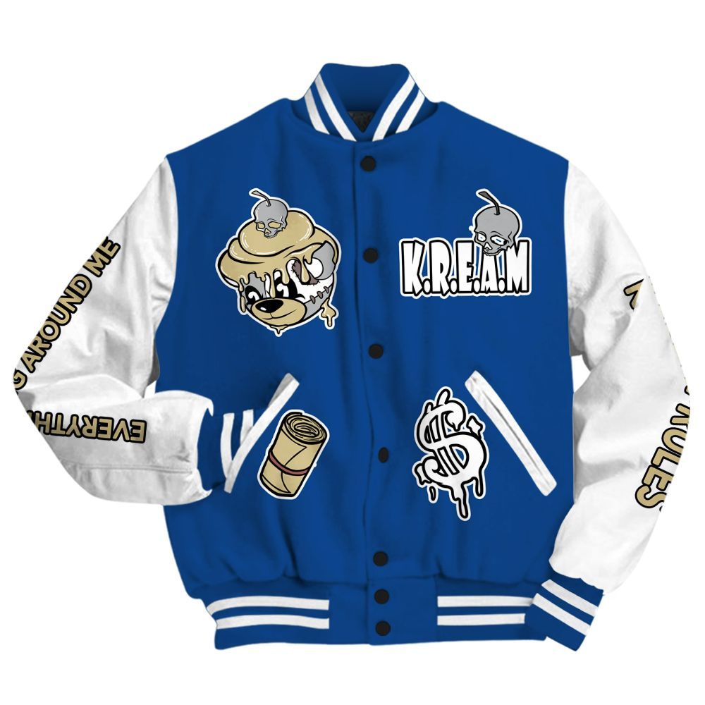 Varsity Jacket To Match Air Ship Royal Blue - Loot Bear All Over Print