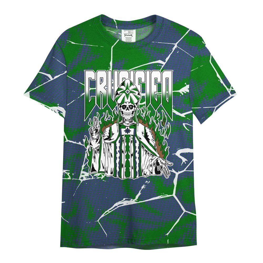 Shirt To Match Midnight Navy 13s - Crucified Skeleton Crack All Over Print