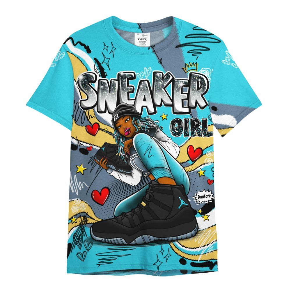 Shirt To Match Retro Gamma Blue 11s - Sneaker Girl With Shoes All Over Print