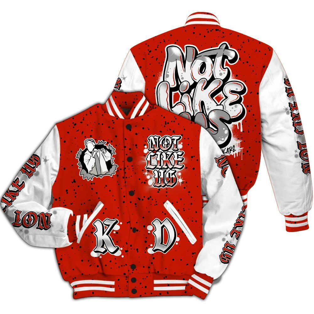 Varsity Jacket To Match Red Cement 4s - None Like Us Graphic All Over Print