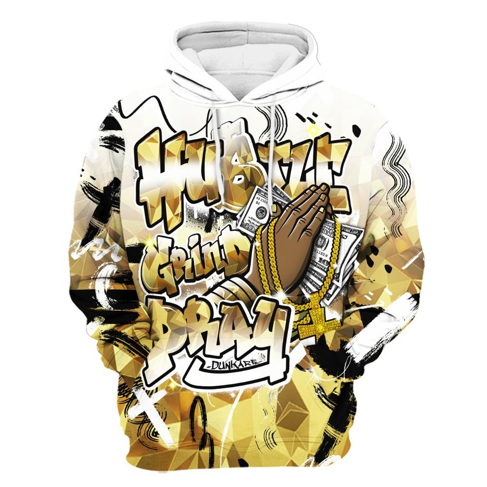 Hoodie To Match NET Gold 4s - Money Hustle Grind Pray All Over Print