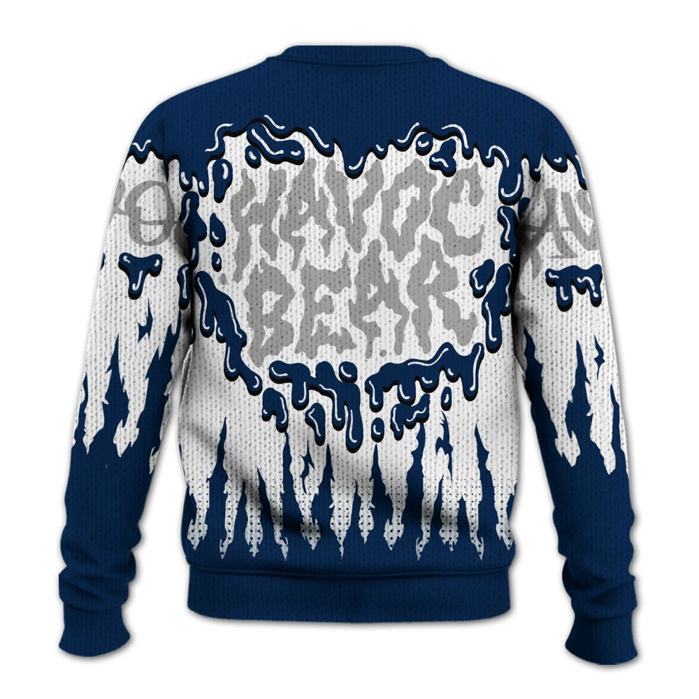 Knitted Sweater To Match SB White Navy 4s - Havok Bear Dripping