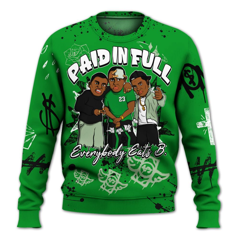 Sweatshirt To Match Green Spark CJ1 T-Rex - Everybody Paid In Full Crayon All Over Print