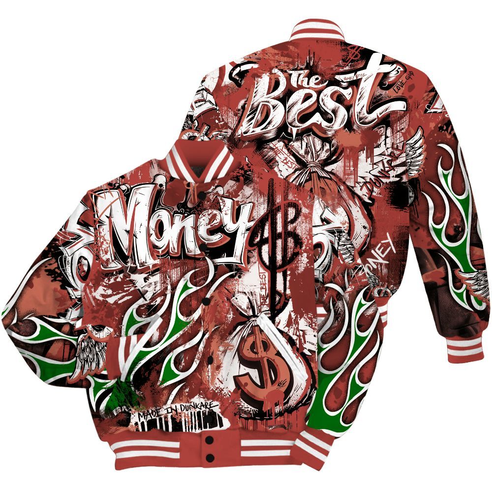 Varsity Jacket To Match Dune Red 13s Shirt, The Best Money All Over Print